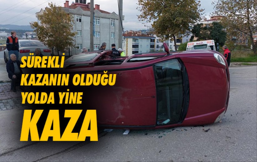 Samsun'da sürekli kazanın olduğu yolda yine kaza