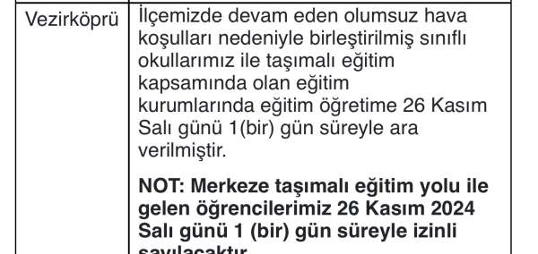 Samsun'da eğitime kar engeli