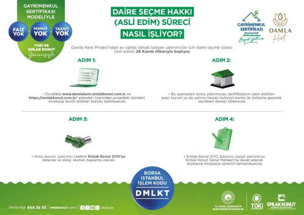 Damla Kent Projesi'nde daire seçimleri 26 Kasım'da başlıyor