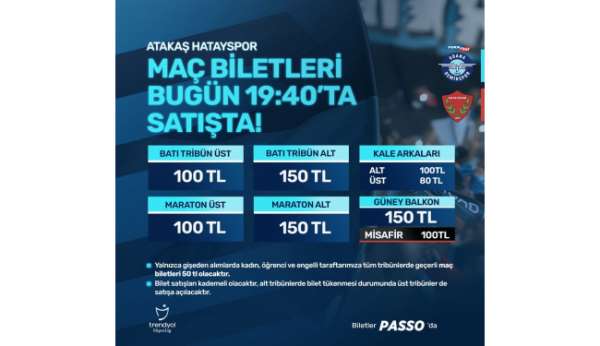 Adana Demirspor - Hatayspor maçının biletleri satışta