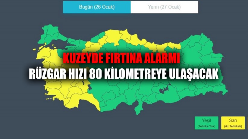 Kuzeyde fırtına alarmı: Rüzgar hızı 80 kilometreye ulaşacak