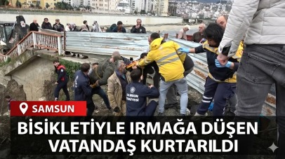 Bisikletiyle ırmağa düşen vatandaş kurtarıldı