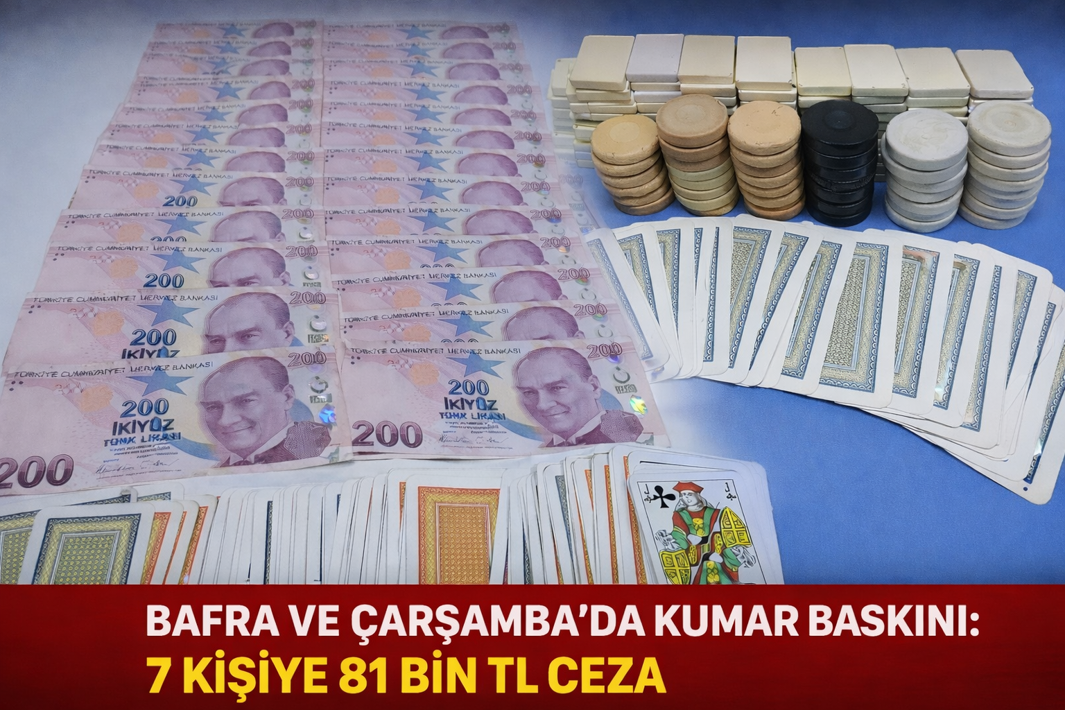 Bafra ve Çarşamba'da kumar baskını: 7 kişiye 81 bin TL ceza