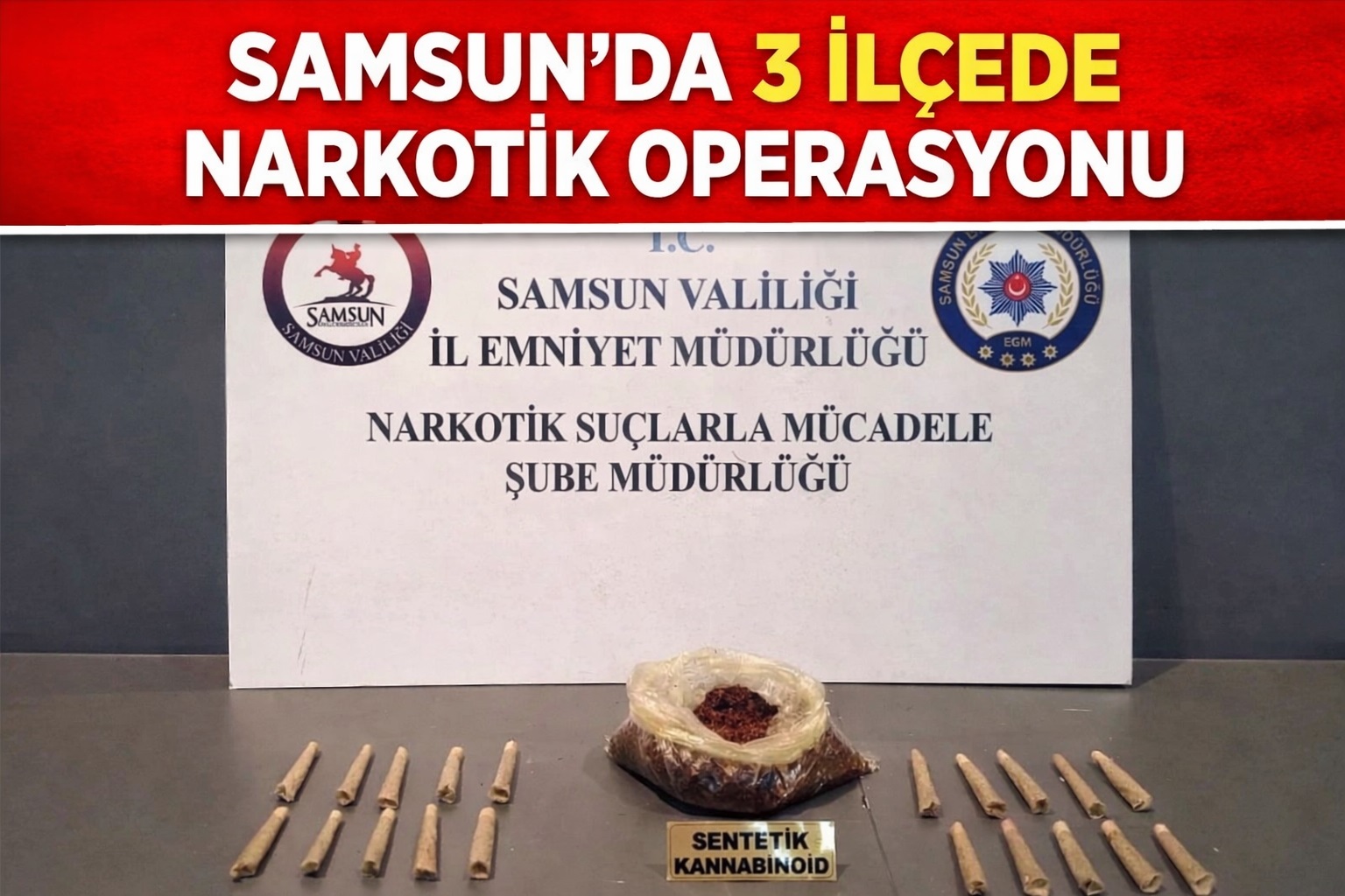 Samsun'da 3 ilçede narkotik operasyonu