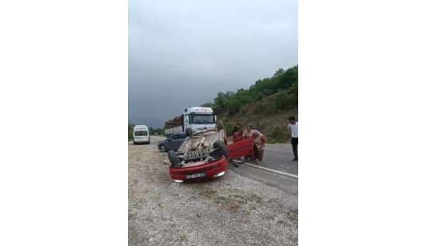 Tokat'ta otomobil ters döndü: 1 yaralı