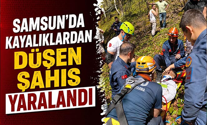Samsun'da kayalıklardan düşen şahıs yaralandı