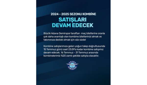 Adana Demirspor, 2024-2025 sezonu kombine satışını uzattı