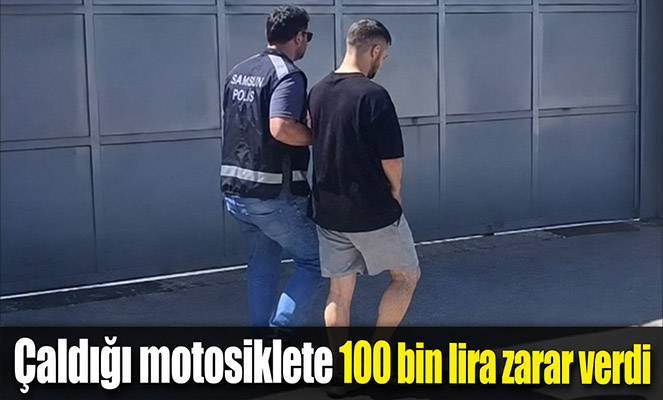 Çaldığı motosiklete 100 bin lira zarar verdi