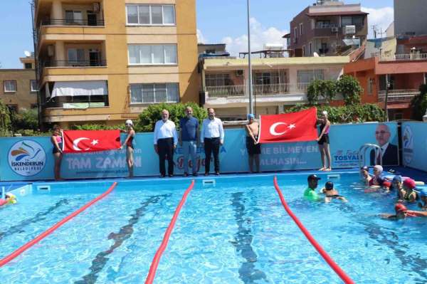 İskenderun'da portatif yüzme havuzlarının açılışı yapıldı
