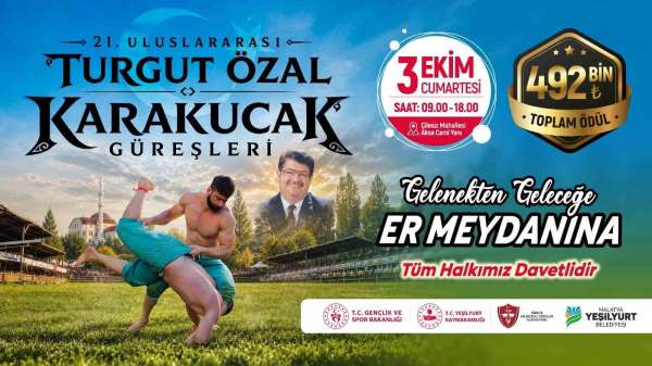 21. Uluslararası Turgut Özal Karakucak Güreşleri 3 ekimde düzenlenecek