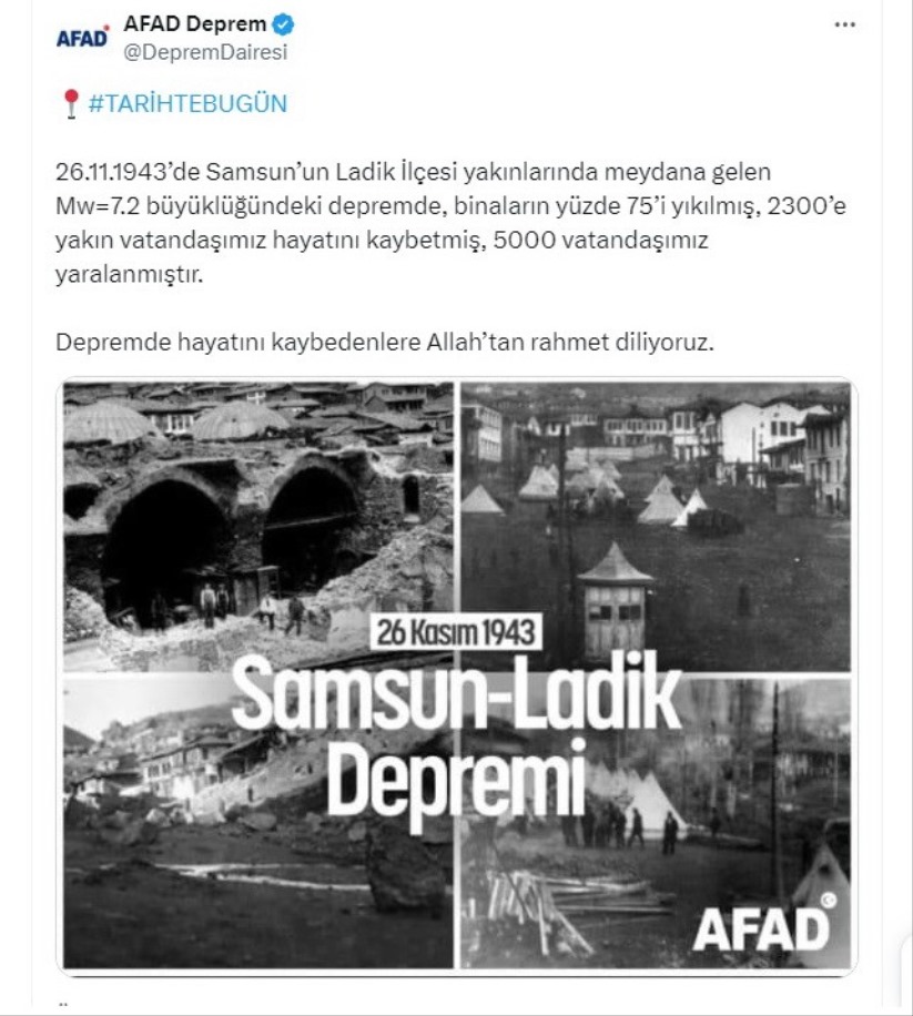 Samsun'da Ladik depreminin yıldönümü