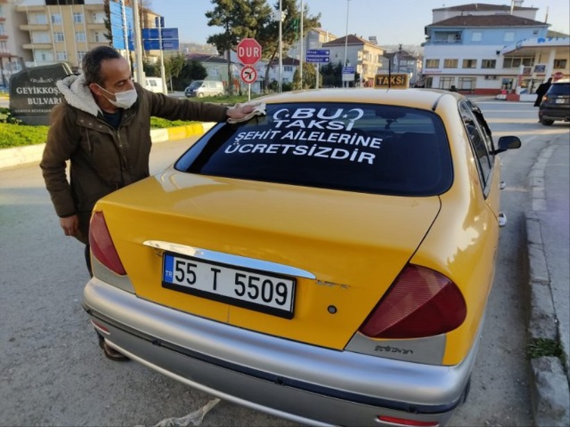 Samsun'da şehit ailelerine ücretsiz taksi