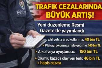 Trafik cezalarında büyük artış: Yeni düzenleme Resmi Gazete'de yayımlandı