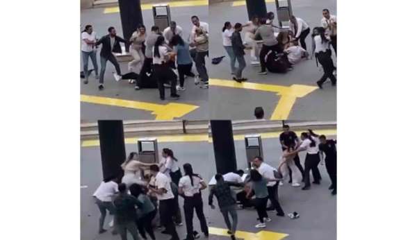 AVM önünde kadınlar tekme tokat kavga etti: O anlar kamerada