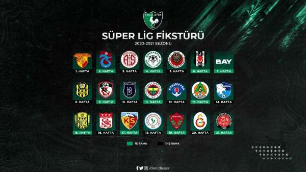 Denizlispor'un 2020 - 2021 sezonu lig fikstürü açıklandı 