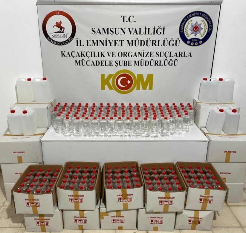 Samsun'da 700 litre etil alkol ele geçirildi