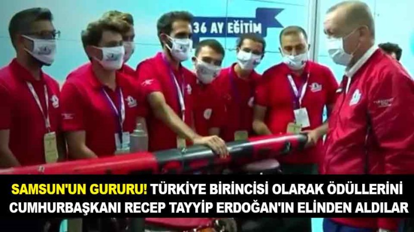 Samsun'un gururu! Türkiye birincisi olarak ödüllerini Cumhurbaşkanı Recep Tayyip Erdoğan'ın elinden aldılar