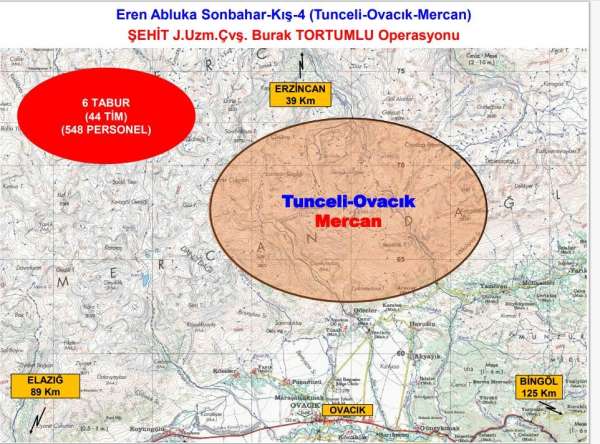 Tunceli'de Eren Abluka Sonbahar-Kış-4 Şehit Jandarma Uzman Çavuş Burak Tortumlu operasyonu başlatıldı