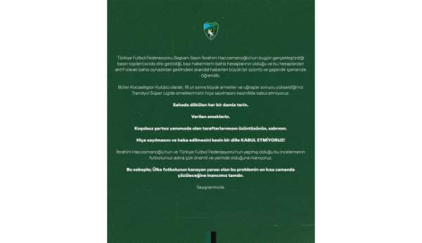 Bahis tartışmalarına Kocaelispor da dahil oldu