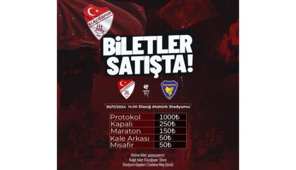 Elazığspor - Bucaspor 1928 maçı biletleri satışta