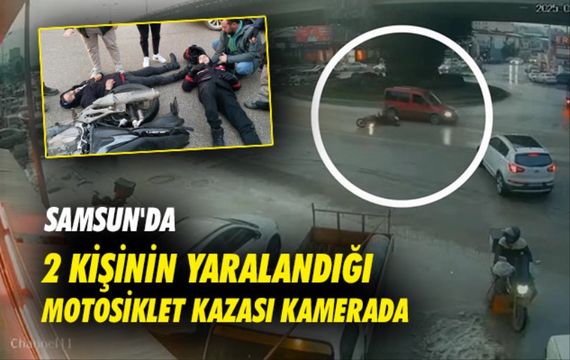 Samsun'da 2 kişinin yaralandığı motosiklet kazası kamerada