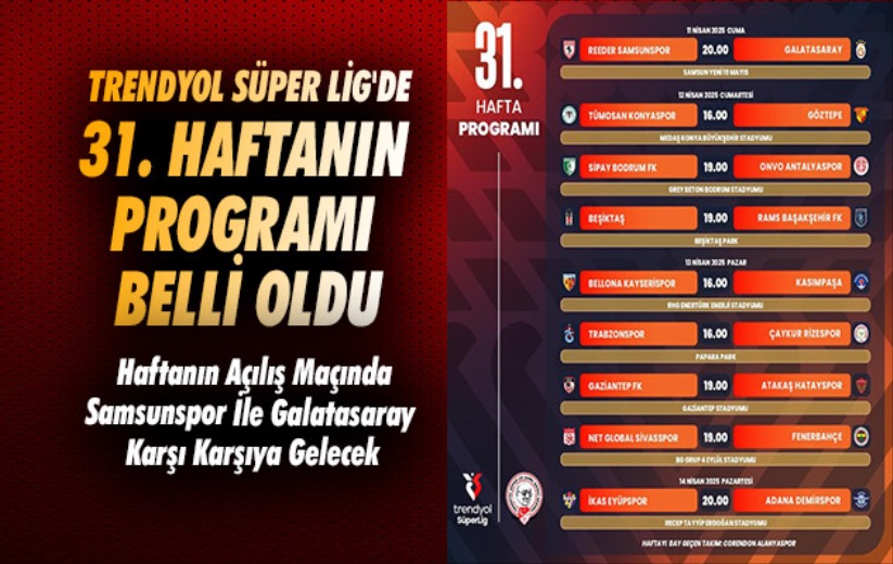 Trendyol Süper Lig'de 31. haftanın programı belli oldu