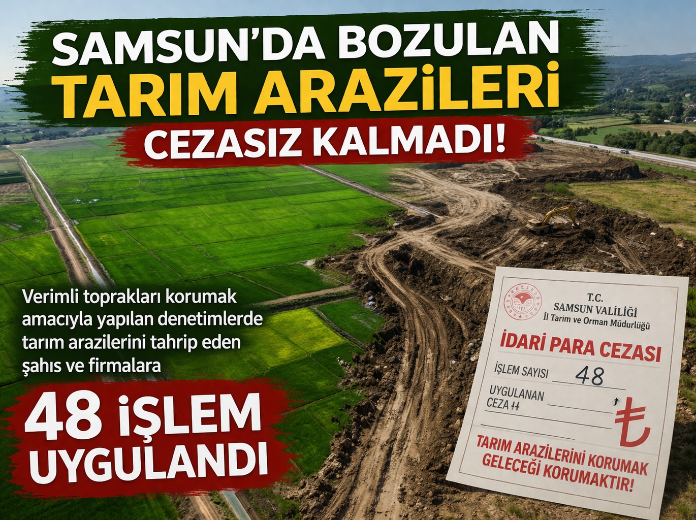 Samsun'da bozulan tarım arazileri cezasız kalmadı: 48 işlem uygulandı