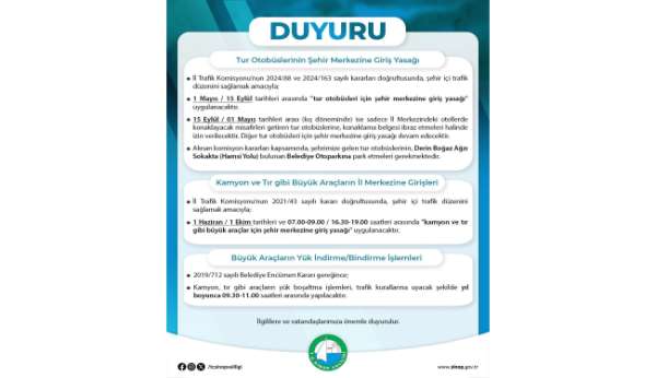 Sinop'ta tur otobüslerinin şehir merkezine girişine yasak