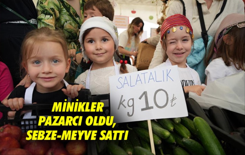 Samsun'da minikler pazarcı oldu, sebze-meyve sattı