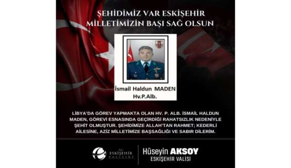 Vali Aksoy'dan şehit için taziye mesajı