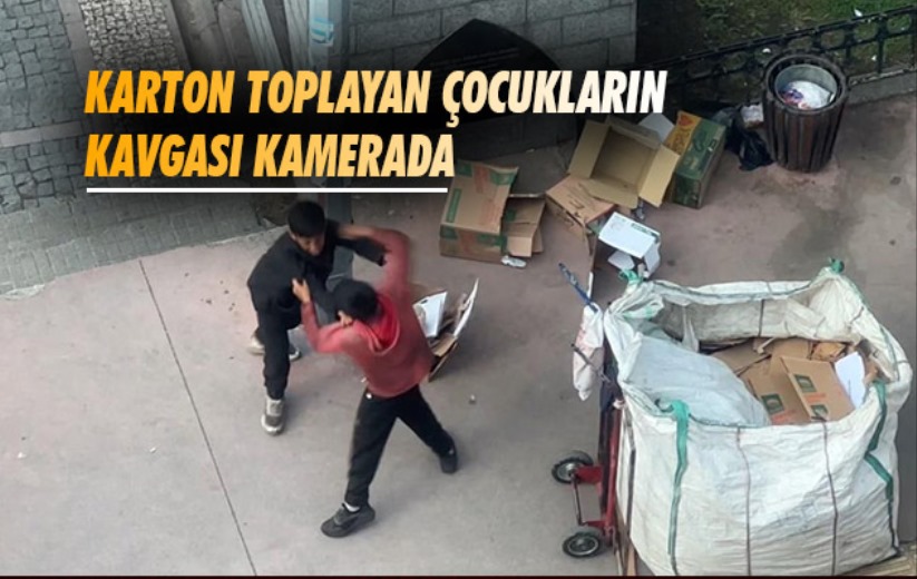 Samsun'da karton toplayan çocukların kavgası kamerada