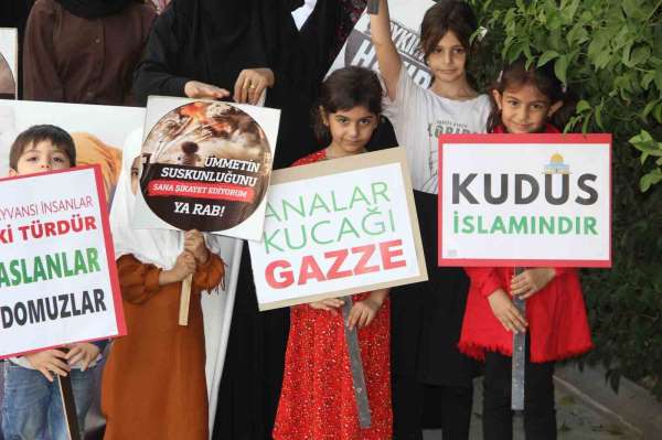 Cizre'de kadınlar, İsrail'in Gazze saldırılarını protesto etti