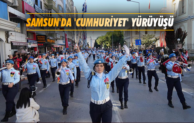 Samsun'da 'Cumhuriyet' yürüyüşü