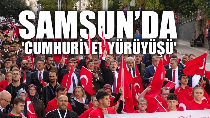 1919 metrelik Türk bayrağı eşliğinde 'Cumhuriyet Yürüyüşü'