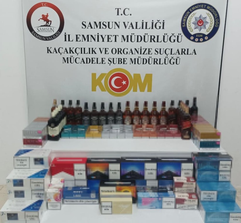 Samsun'da kaçak içki ve sigara ele geçirildi