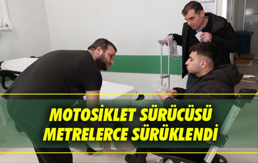 Samsun'da motosiklet sürücüsü metrelerce sürüklendi