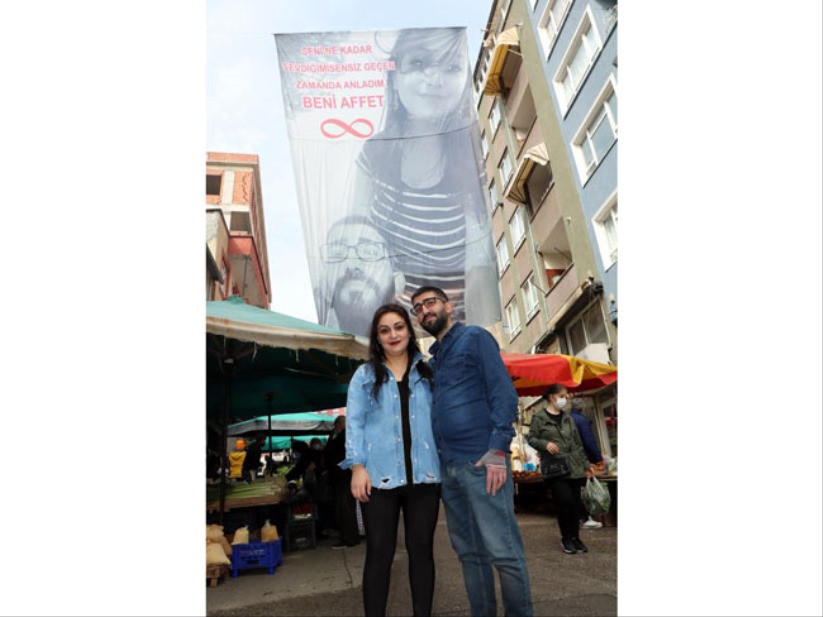 Samsun'dan eşinden böyle özür diledi