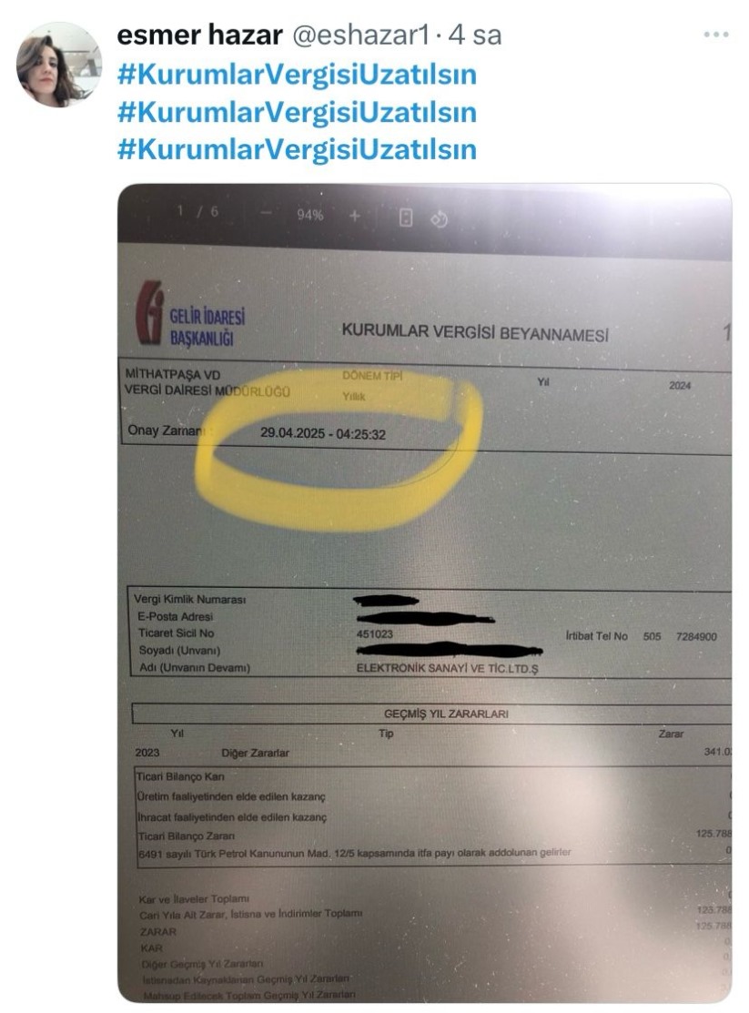 Kurumlar Vergisi uzatılsın etkinliği için 153 bin tweet