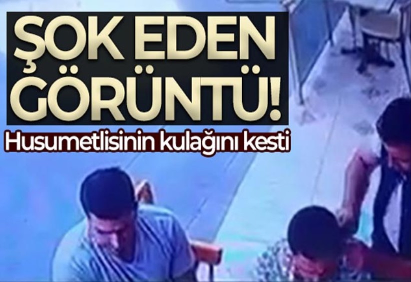 Husumetlisini börekçide yakalayıp kulağını kesti