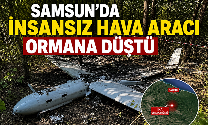 Samsun'da insansız hava aracı ormana düştü