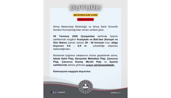 Olumsuz hava şartları nedeniyle denize girmek yasaklandı
