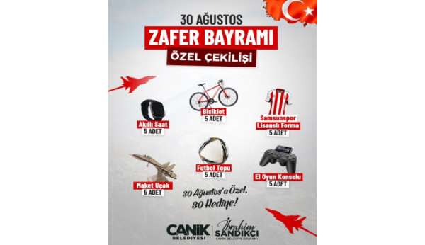Canik Belediyesi'nden 30 Ağustos'a özel 30 hediye