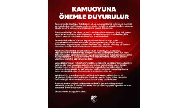 Elazığspor'dan dolandırıcılık uyarısı