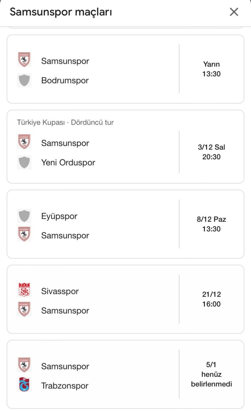 Samsun'da son maç 