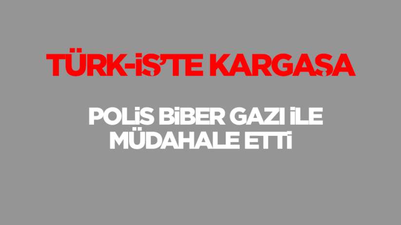 Samsun Türk-İş'te Kavga çıktı polis biber gazı ile müdahale etti