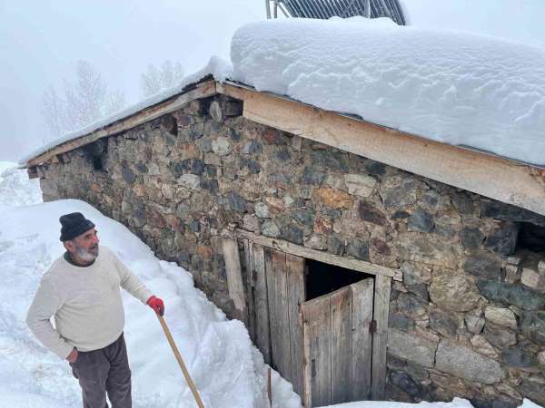 Artvin'in Bıçakçılar köyünde kış zorluklarla geçiyor: Kar kalınlığı 3 metreyi aştı