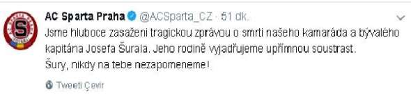 Prag'tan Sural için taziye mesajı