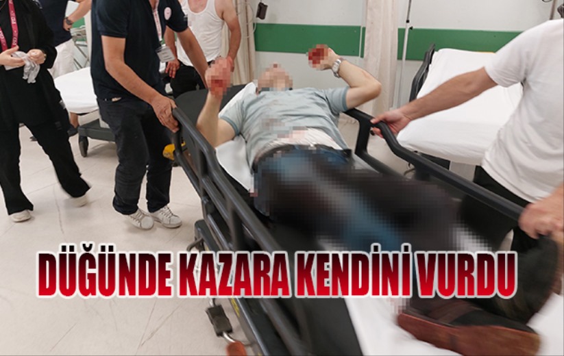 Düğünde kazara kendini vurdu