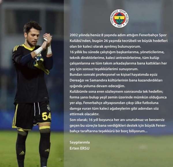Erten Ersu, Fenerbahçe'den ayrıldı 