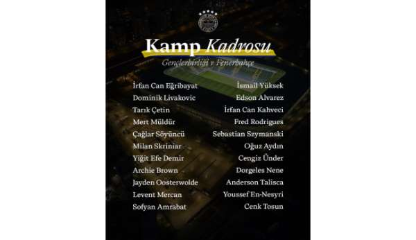 Fenerbahçe'nin Gençlerbirliği maç kadrosu belli oldu